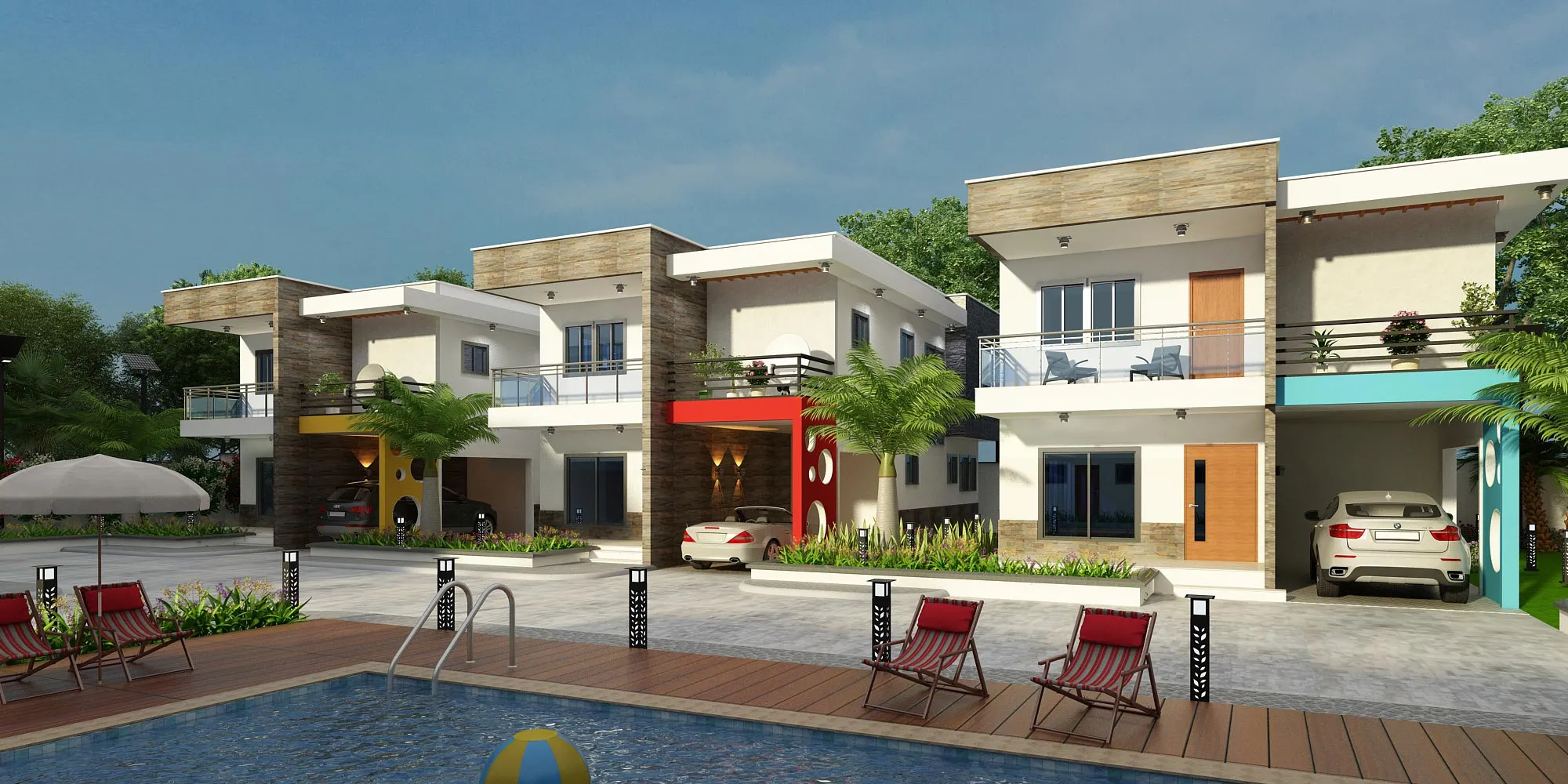 Modern Residential Villas at Sunset